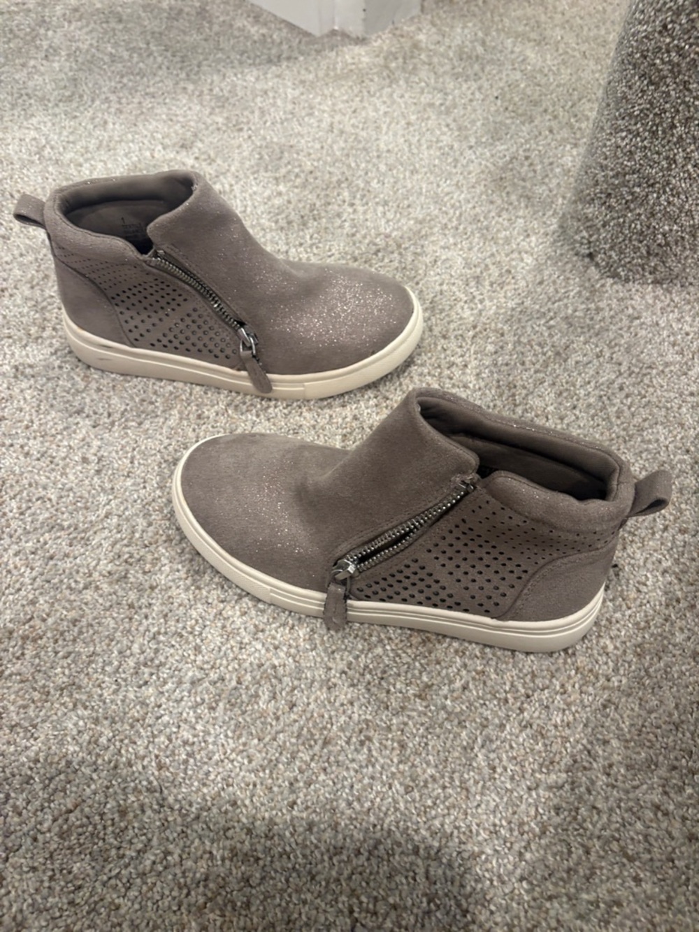 Rachel Zoe Taupe Glitter Perforated High-Top Sneakers